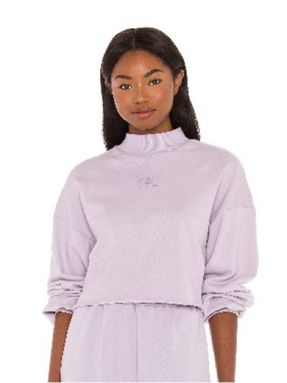 Lavender Cropped Mock Neck Sweatshirt